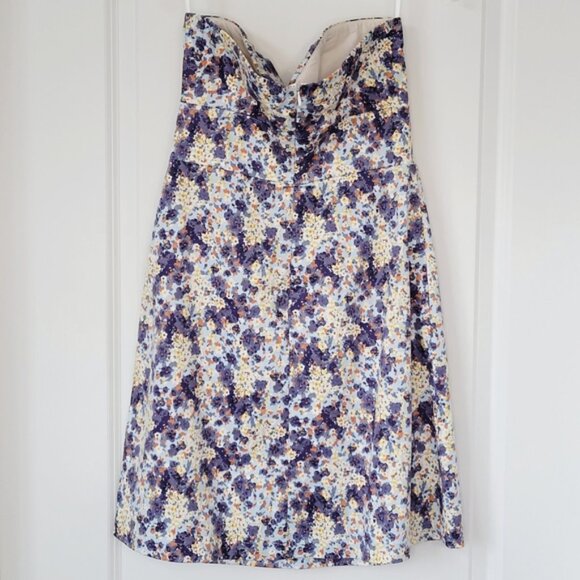 Easy Wear Floral Strapless Dress Blue Cotton EU 38 (Spain) S - Picture 3 of 10
